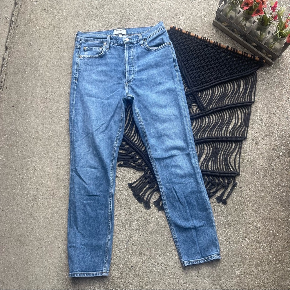 Agolde High Rise Button Fly Cropped Jeans Size 29 - Picture 2 of 9